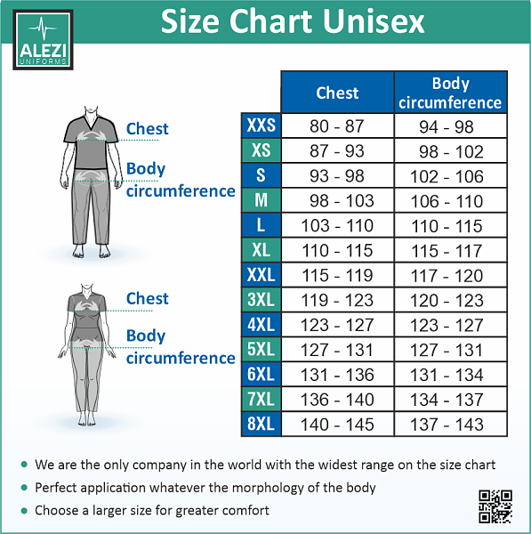 Alezi - Size Chart Unisex